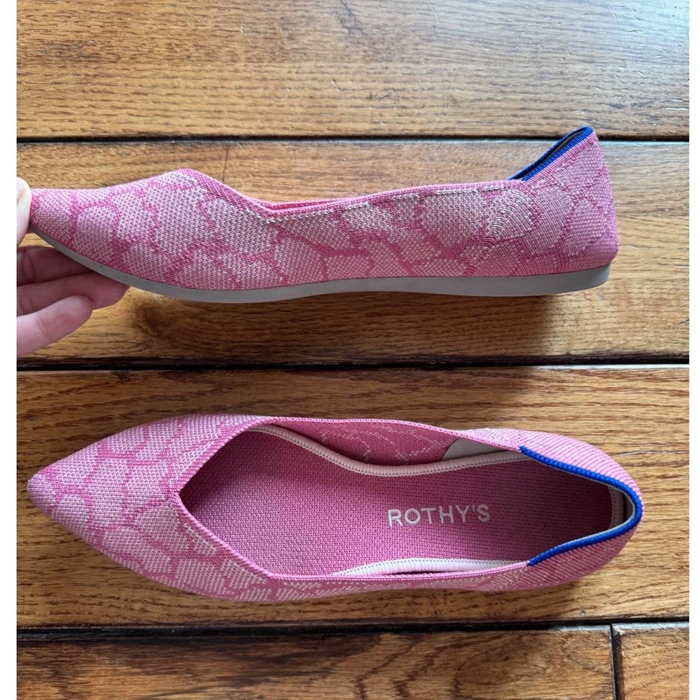 ROTHY'S Sz 8 Pink Rose Quartz Point Flats Limited Edition Unicorn Slip On Shoes